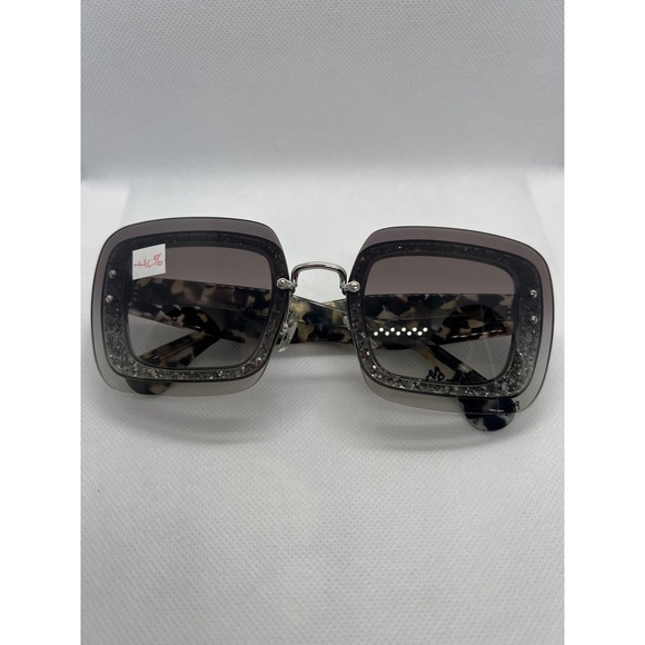 Miu Miu SMU‎ 01R Sunglasses Square Frame Embellished Tortoise Shell Designer main image 7